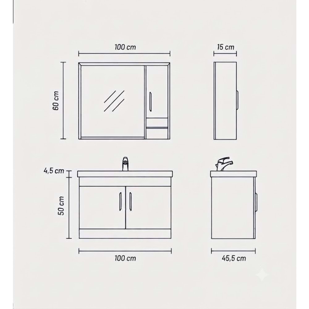 ASEL BANYO DOLABI TAKIM 100 CM