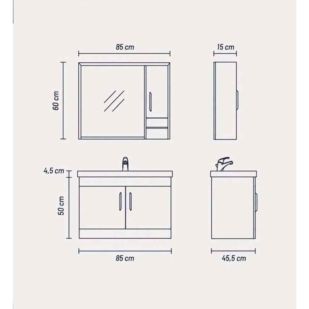 ASEL BANYO DOLABI TAKIM 85 CM