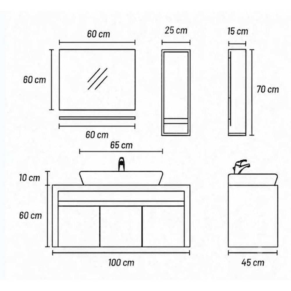 ARMONİ BANYO DOLABI ALT MODÜL 100 CM