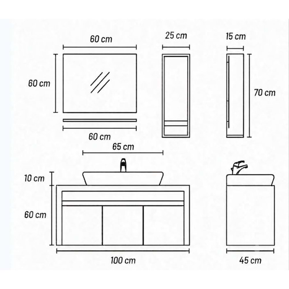 ARMONİ BANYO DOLABI TAKIM 100 CM
