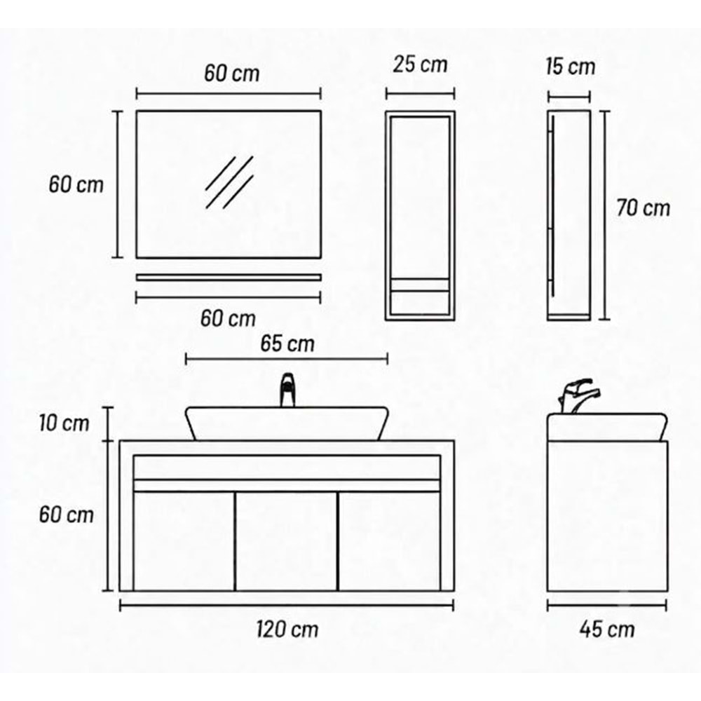 ARMONİ BANYO DOLABI ALT MODÜL 120 CM