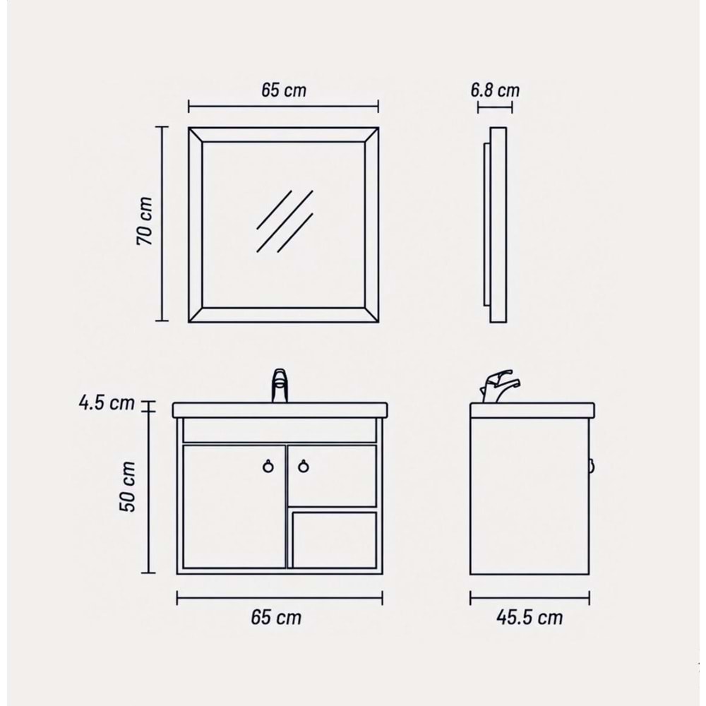 DELPİNA BANYO DOLABI ALT MODÜL 65 CM