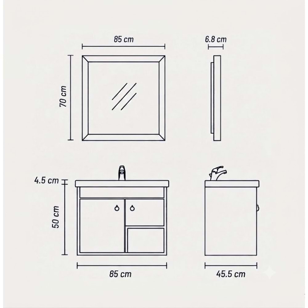DELPİNA BANYO DOLABI TAKIM 85 CM