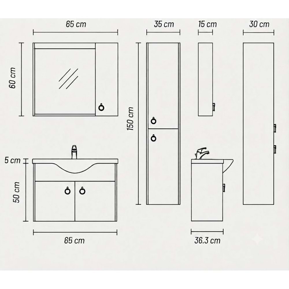 DİRVANA BANYO DOLABI ALT MODÜL 65 CM