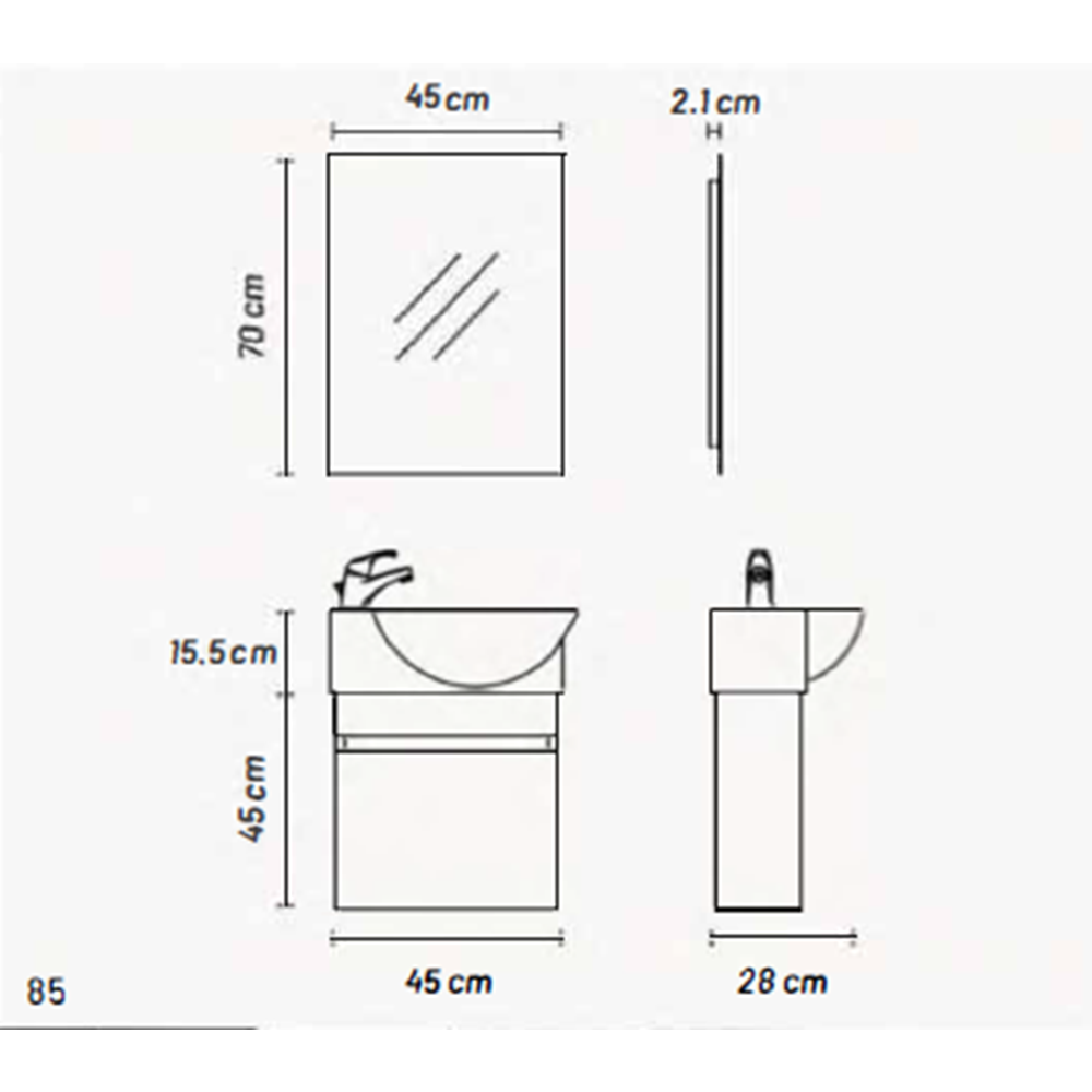 ELA BANYO DOLABI TAKIM 45 CM