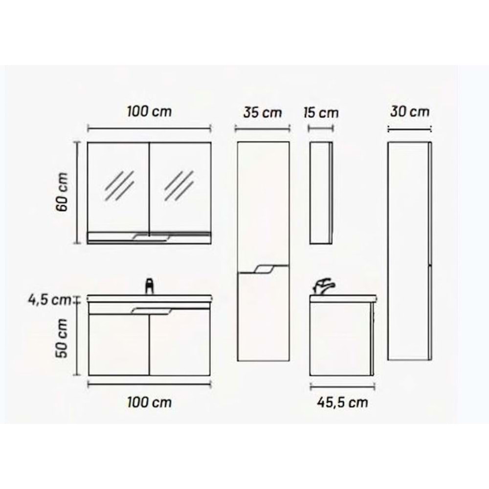 EMPULA BANYO DOLABI ALT MODÜL 100 CM