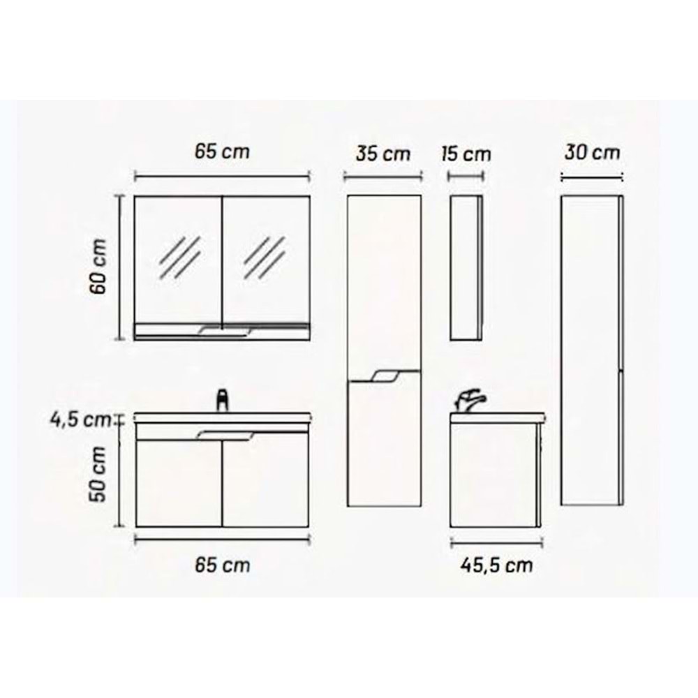 EMPULA BANYO DOLABI ALT MODÜL 65 CM