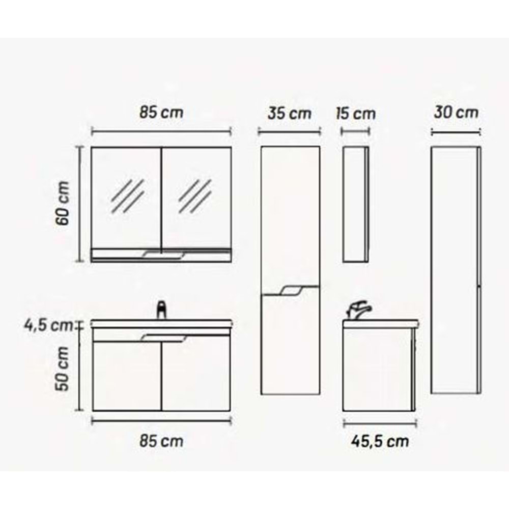 EMPULA BANYO DOLABI TAKIM 85 CM