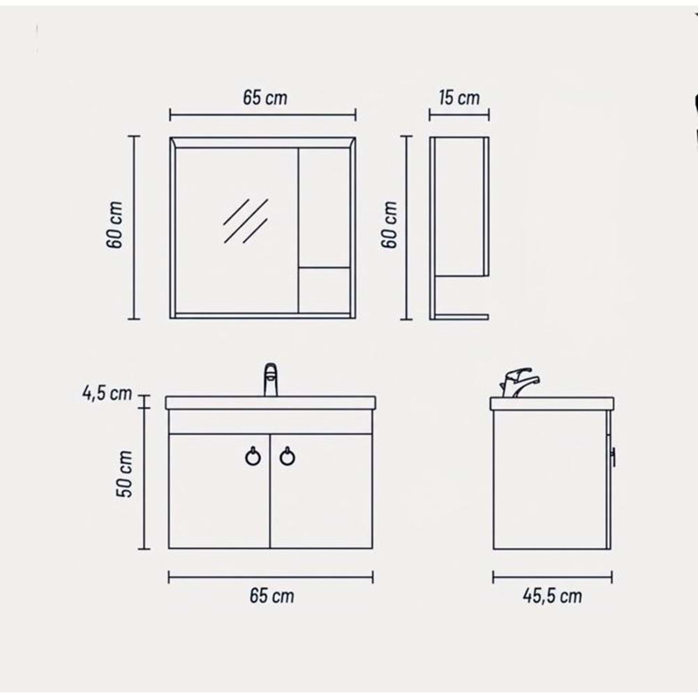 EVRE BANYO DOLABI TAKIM 65 CM