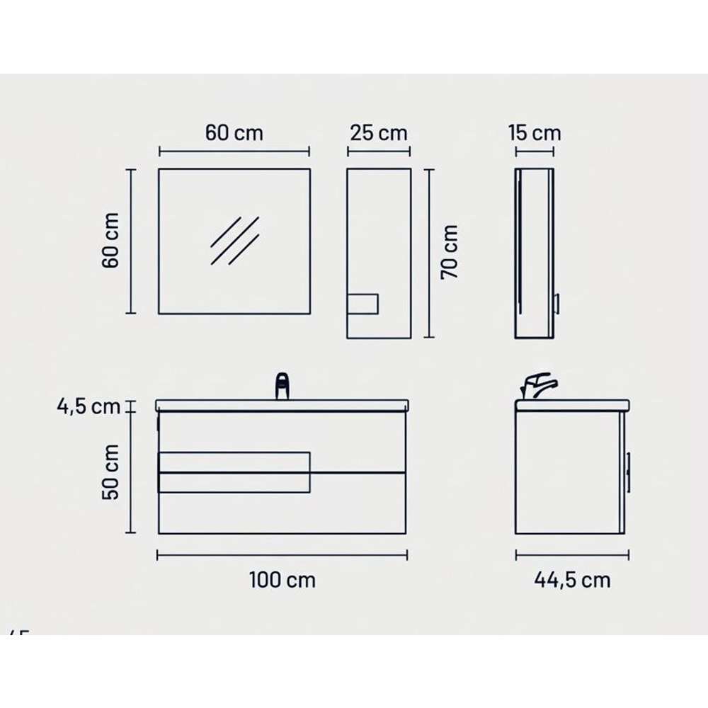 ELVA BANYO DOLABI ÜST MODÜL 100 CM