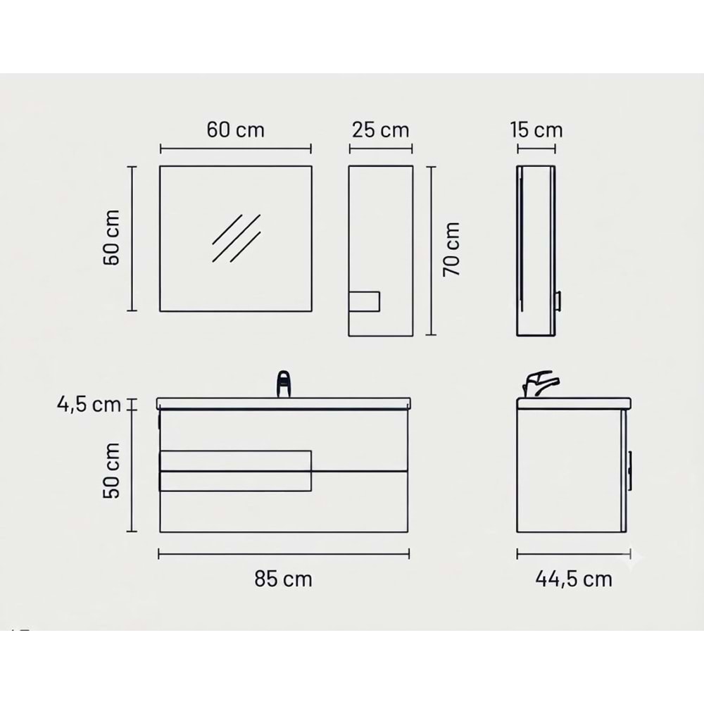 ELVA BANYO DOLABI TAKIM 85 CM
