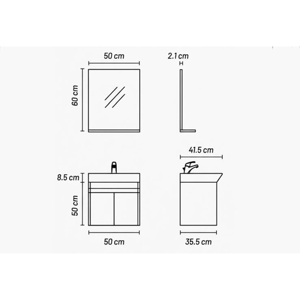 LETTA BANYO DOLABI TAKIM 50 CM
