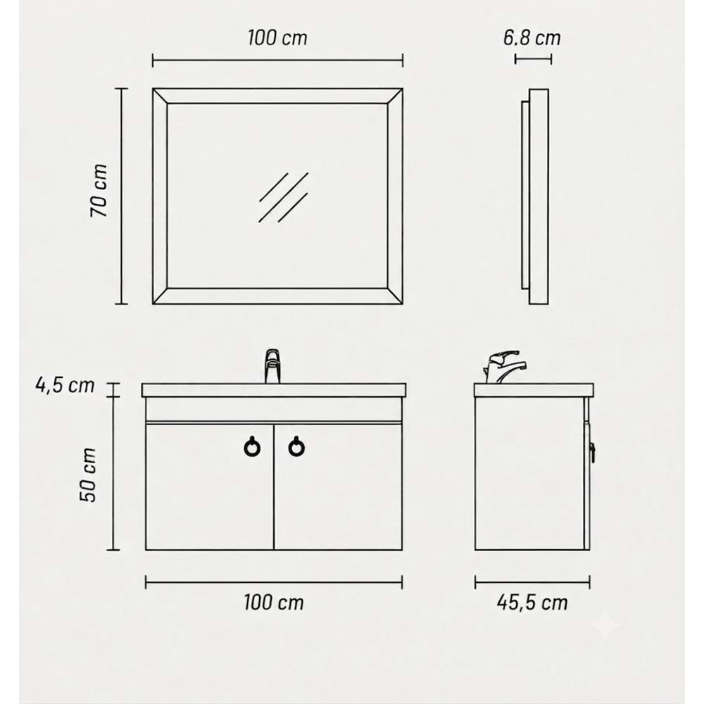 MORDE BANYO DOLABI TAKIM 100 CM