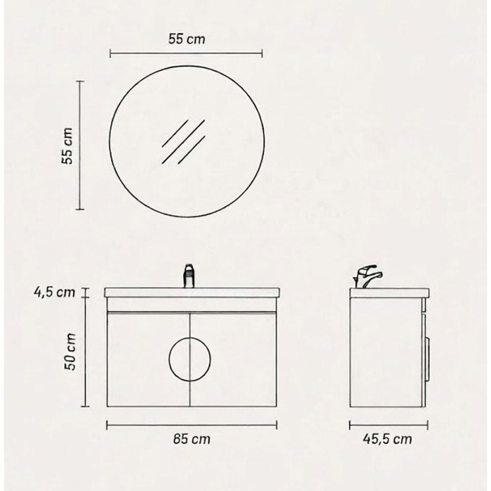 MAKFALİ BANYO DOLABI TAKIM 65 CM