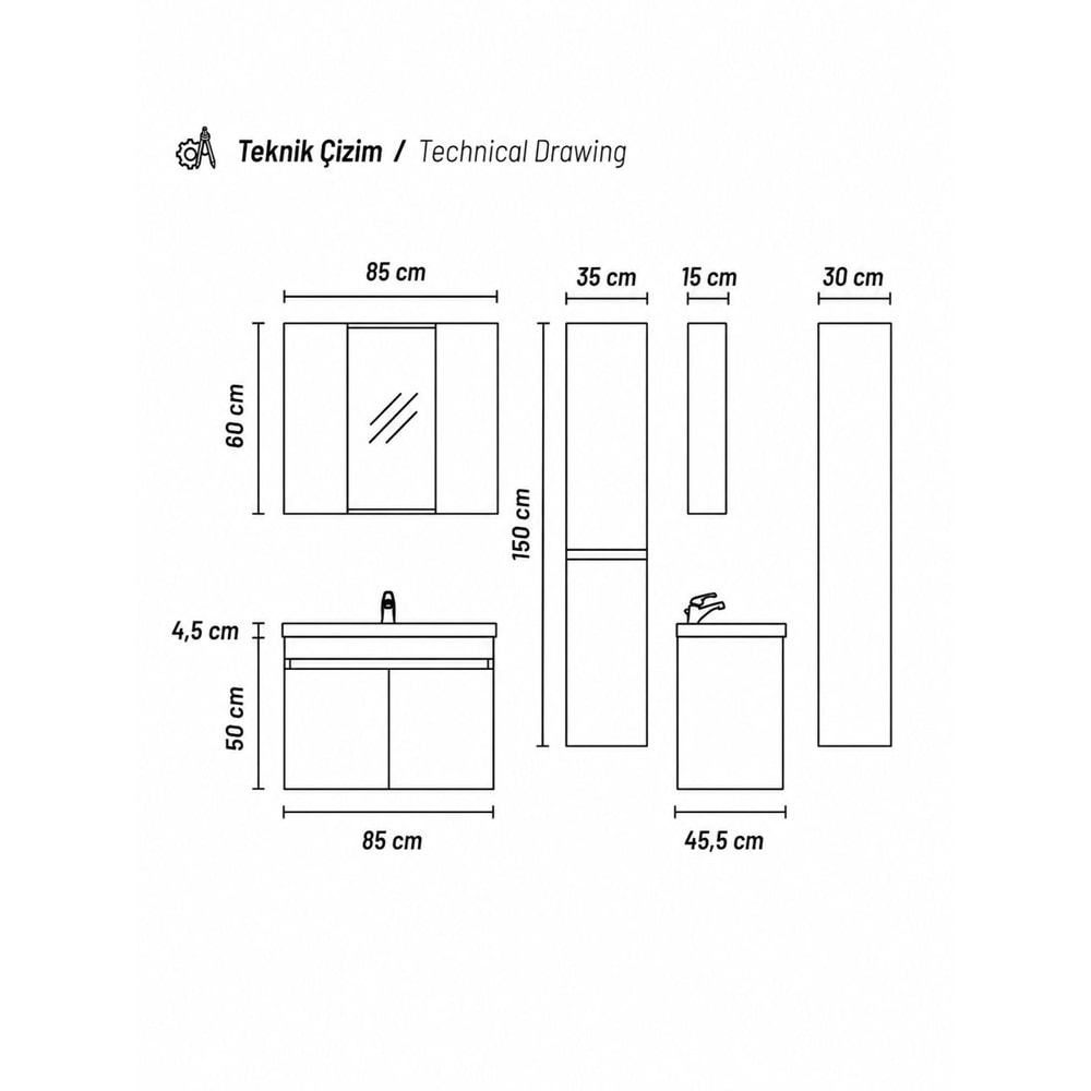 MİRA BANYO DOLABI TAKIM 85 CM
