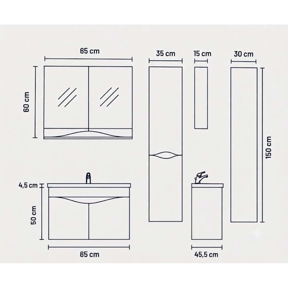 NATİNA BANYO DOLABI TAKIM 65 CM