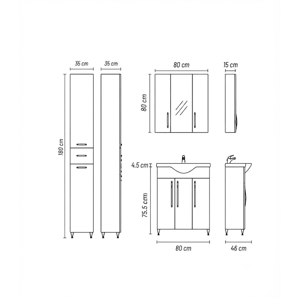PERUMA BANYO DOLABI TAKIM 80CM