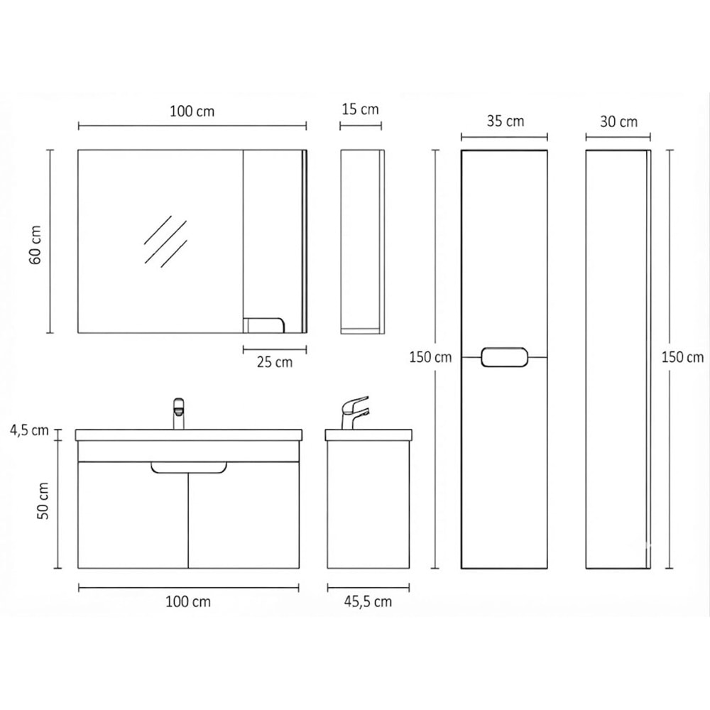 SÜMELA BANYO DOLABI ÜST MODÜL 100 CM