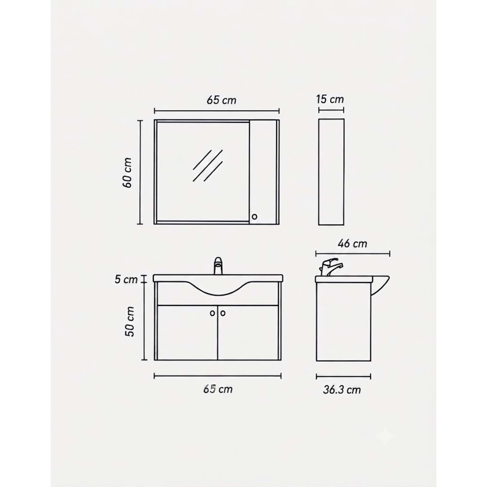 TANA BANYO DOLABI TAKIM 65 CM
