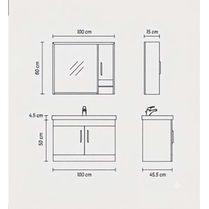 ASEL BANYO DOLABI TAKIM 100 CM