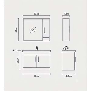 ASEL BANYO DOLABI ALT MODÜL 65 CM