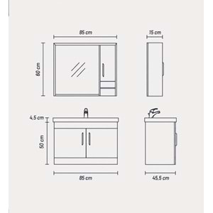 ASEL BANYO DOLABI TAKIM 85 CM
