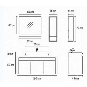 ARMONİ BANYO DOLABI TAKIM 100 CM