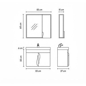 BİGA BANYO DOLABI ALT MODÜL 55 CM