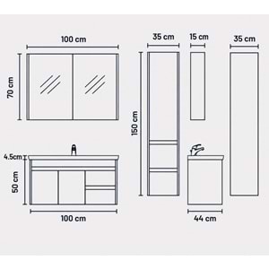 DİNA BANYO DOLABI TAKIM 100 CM