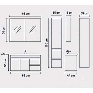 DİNA BANYO DOLABI TAKIM 85 CM