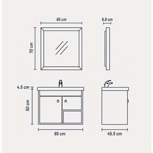 DELPİNA BANYO DOLABI ÜST MODÜL 65 CM