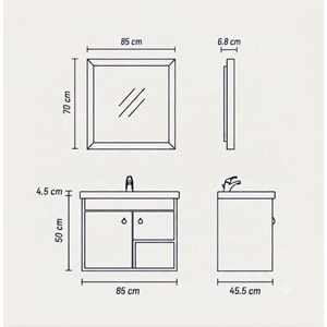 DELPİNA BANYO DOLABI TAKIM 85 CM