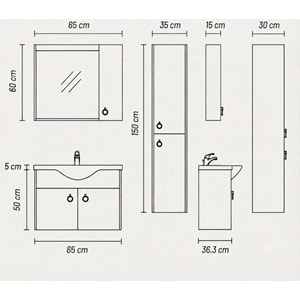 DİRVANA BANYO DOLABI ALT MODÜL 65 CM