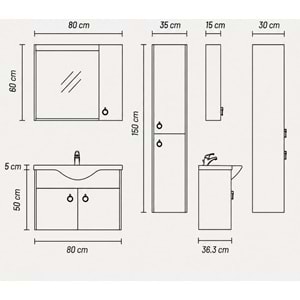DİRVANA BANYO DOLABI ALT MODÜL 80 CM