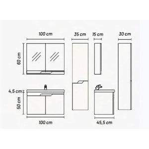 EMPULA BANYO DOLABI ALT MODÜL 100 CM