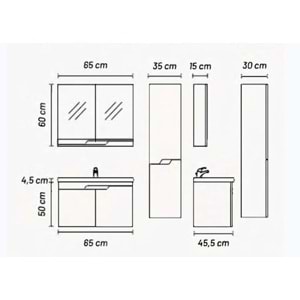 EMPULA BANYO DOLABI TAKIM 65 CM