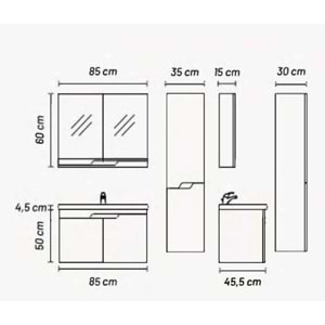 EMPULA BANYO DOLABI TAKIM 85 CM