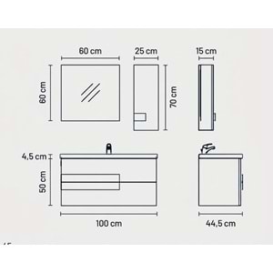 ELVA BANYO DOLABI ALT MODÜL 100 CM