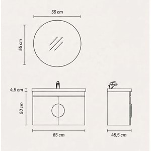 MAKFALİ BANYO DOLABI ALT MODÜL 65 CM
