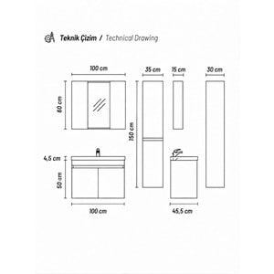 MİRA BANYO DOLABI TAKIM 100 CM