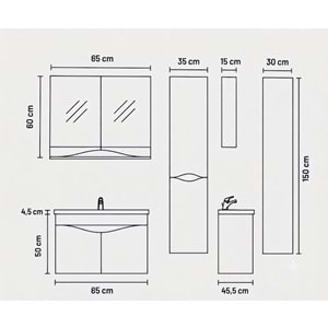 NATİNA BANYO DOLABI ALT MODÜL 65 CM