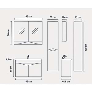 NATİNA BANYO DOLABI TAKIM 85 CM