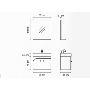 OLVA BANYO DOLABI ÜST MODÜL 55 CM