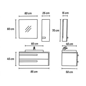 PERİ BANYO DOLABI TAKIM 85 CM