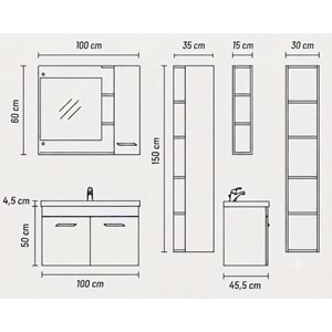 SİMADİ BANYO DOLABI TAKIM 100 CM