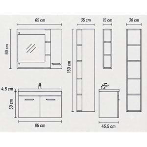 SİMADİ BANYO DOLABI ÜST MODÜL 65 CM