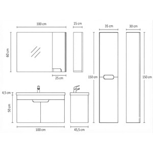 SÜMELA BANYO DOLABI ALT MODÜL 100 CM