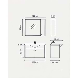 TANA BANYO DOLABI TAKIM 100 CM