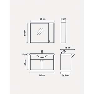 TANA BANYO DOLABI TAKIM 80 CM