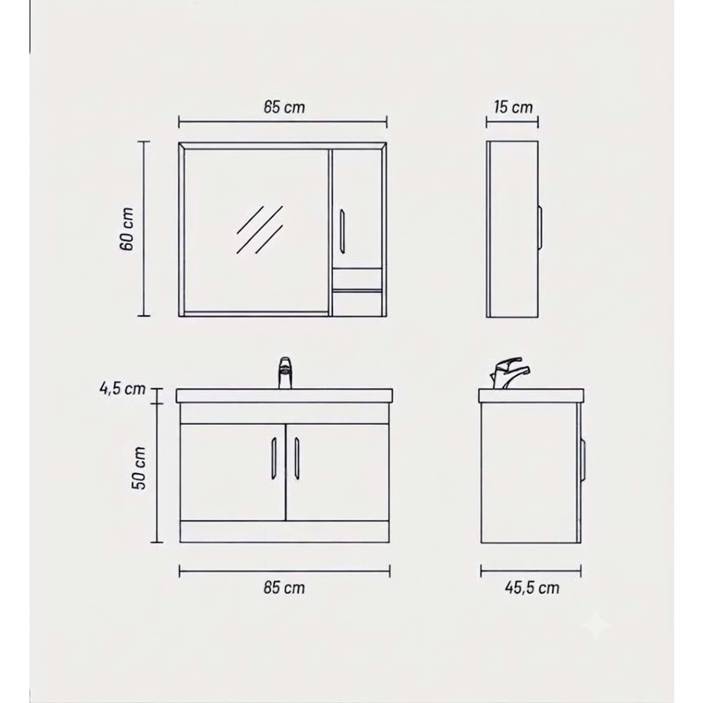 ASEL BANYO DOLABI ALT MODÜL 100 CM